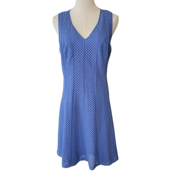 Ann Taylor Periwinkle Blue Fit & Flare Dress Size 8 Petite - Picture 2 of 6